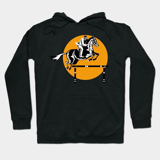 Equestrian on Horse Show Jumping Retro Hoodie by retrovectors